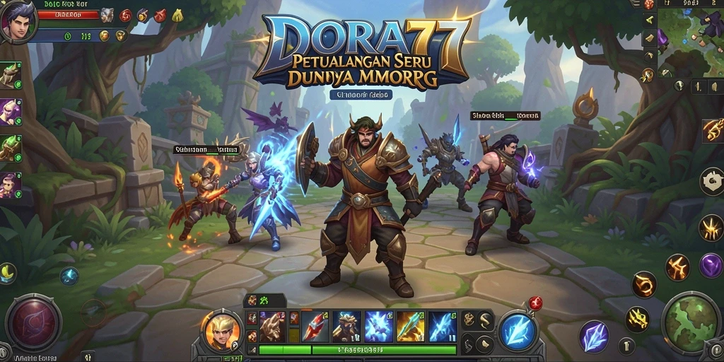Screenshot DORA77 menampilkan pertarungan seru dalam dunia MMORPG.