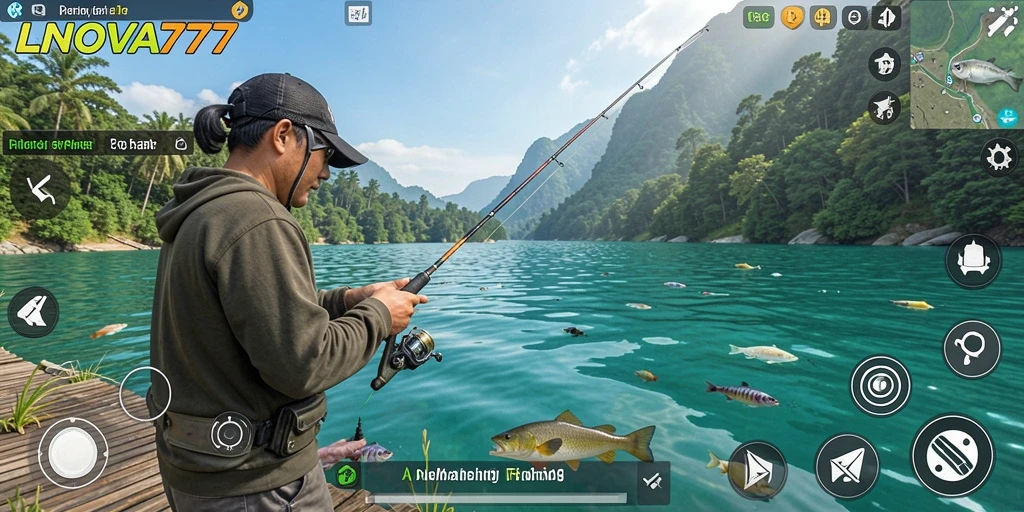 Screenshot LNOVA777 dengan tampilan memancing yang mendebarkan.