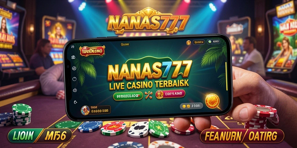 Screenshot gameplay NANAS777 menampilkan dealer yang ramah dan suasana kasino yang nyata.