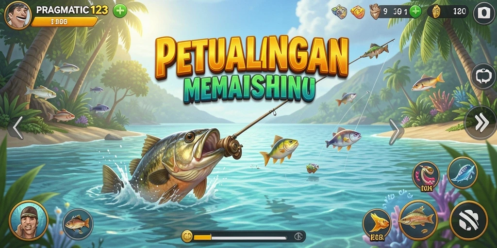 Tampilan gameplay menarik di PRAGMATIC123 saat memancing ikan.